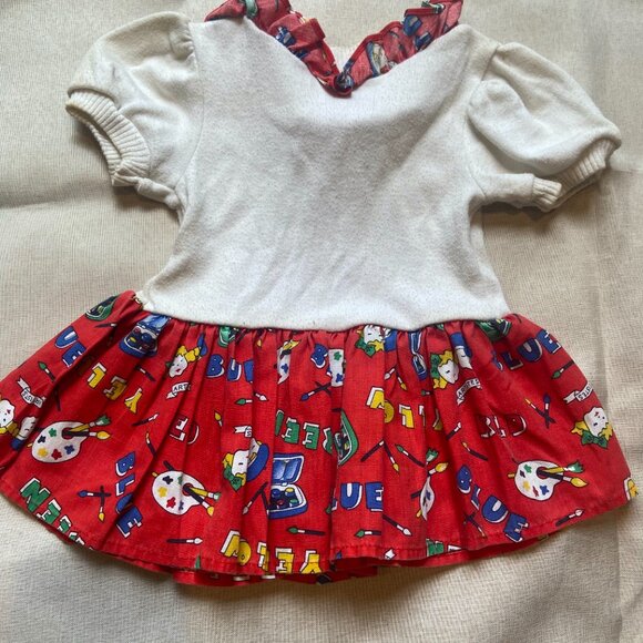 Vintage 80s Baby Dress Bear Art USA made Size 12 months - Picture 3 of 3